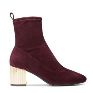 Michael Kors Porter Mid Bootie in Merlot Stretch Suede Sock Boot